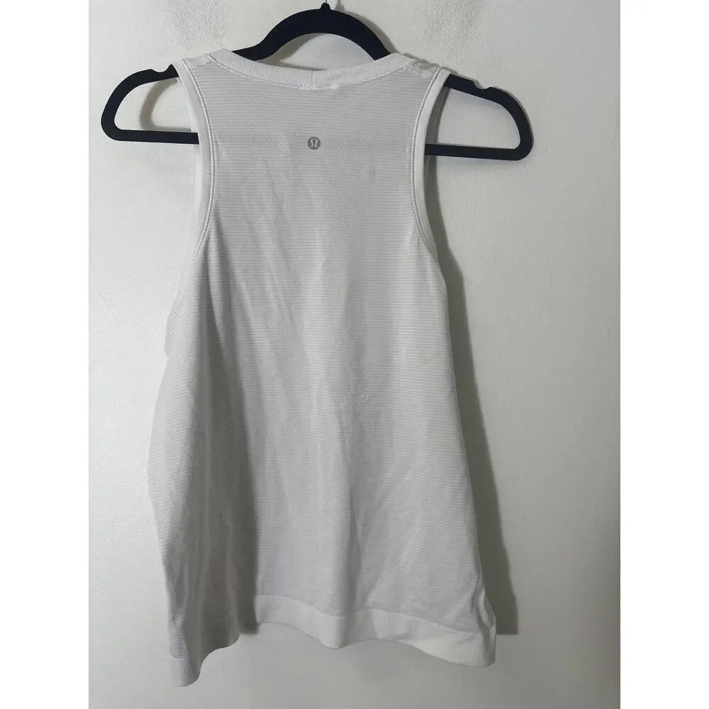 Lululemon White Pinstripe Sleeveless Athletic Tank Sz 6